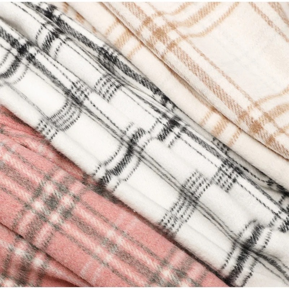 #30 tan cream plaid soft button down flannel long sleeve top light shacket - Picture 7 of 7